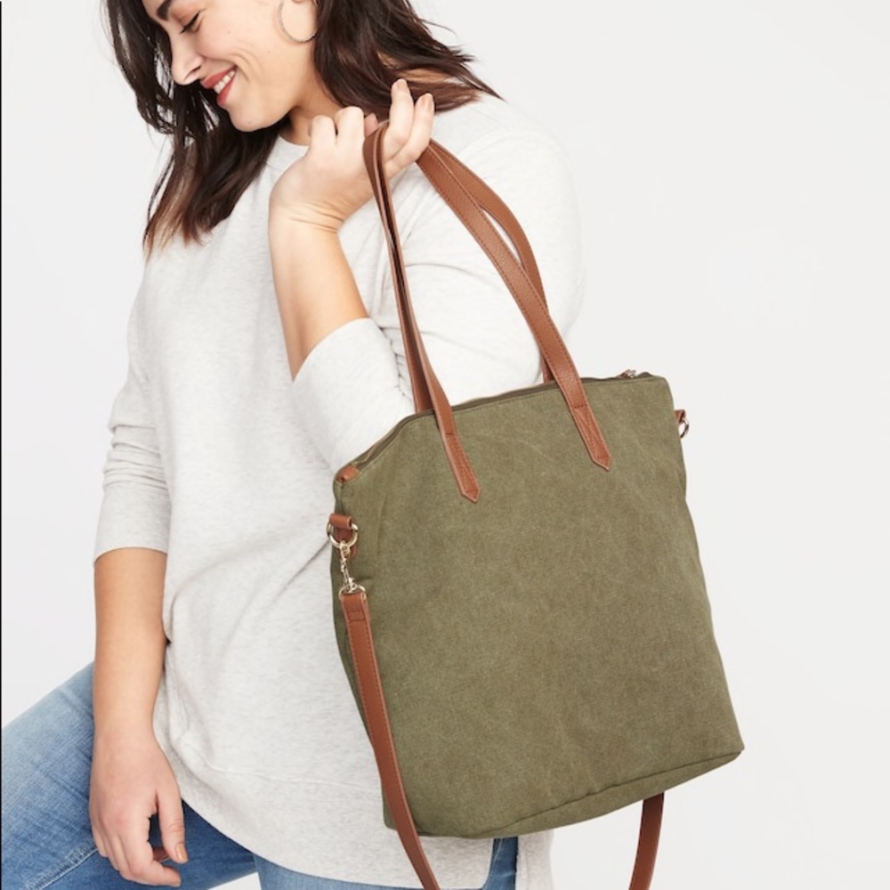 Zip-top Canvas Tote +Handles and Shoulder Strap!